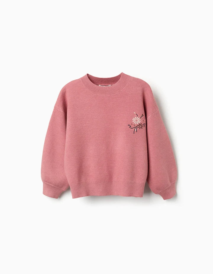 Jersey punto flores bordadas