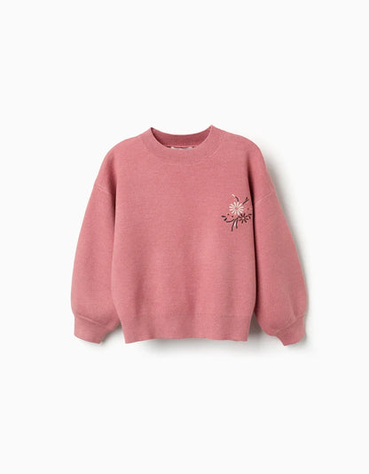 Jersey punto flores bordadas