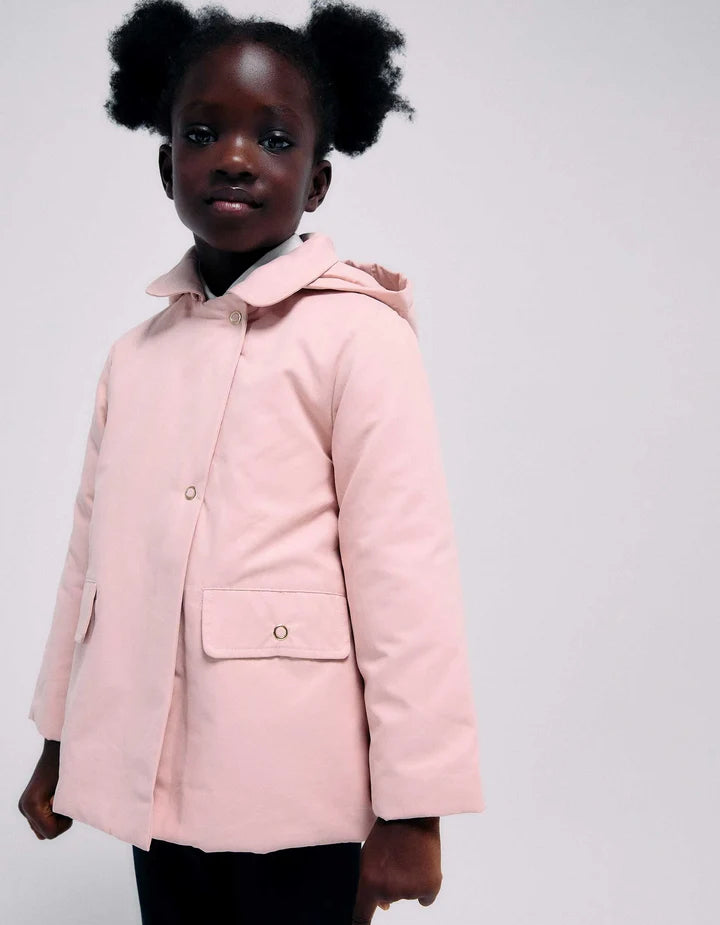 Parka acolchada con capucha rosa