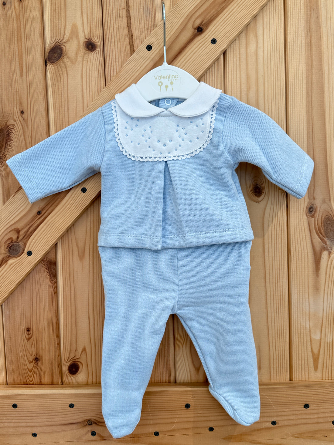 Pijama azul cuello bebé