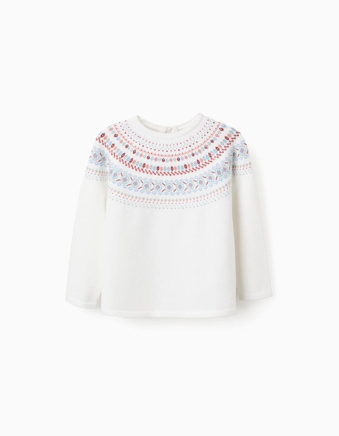 Jersey de Punto con Jacquard para Niña, Blanco
