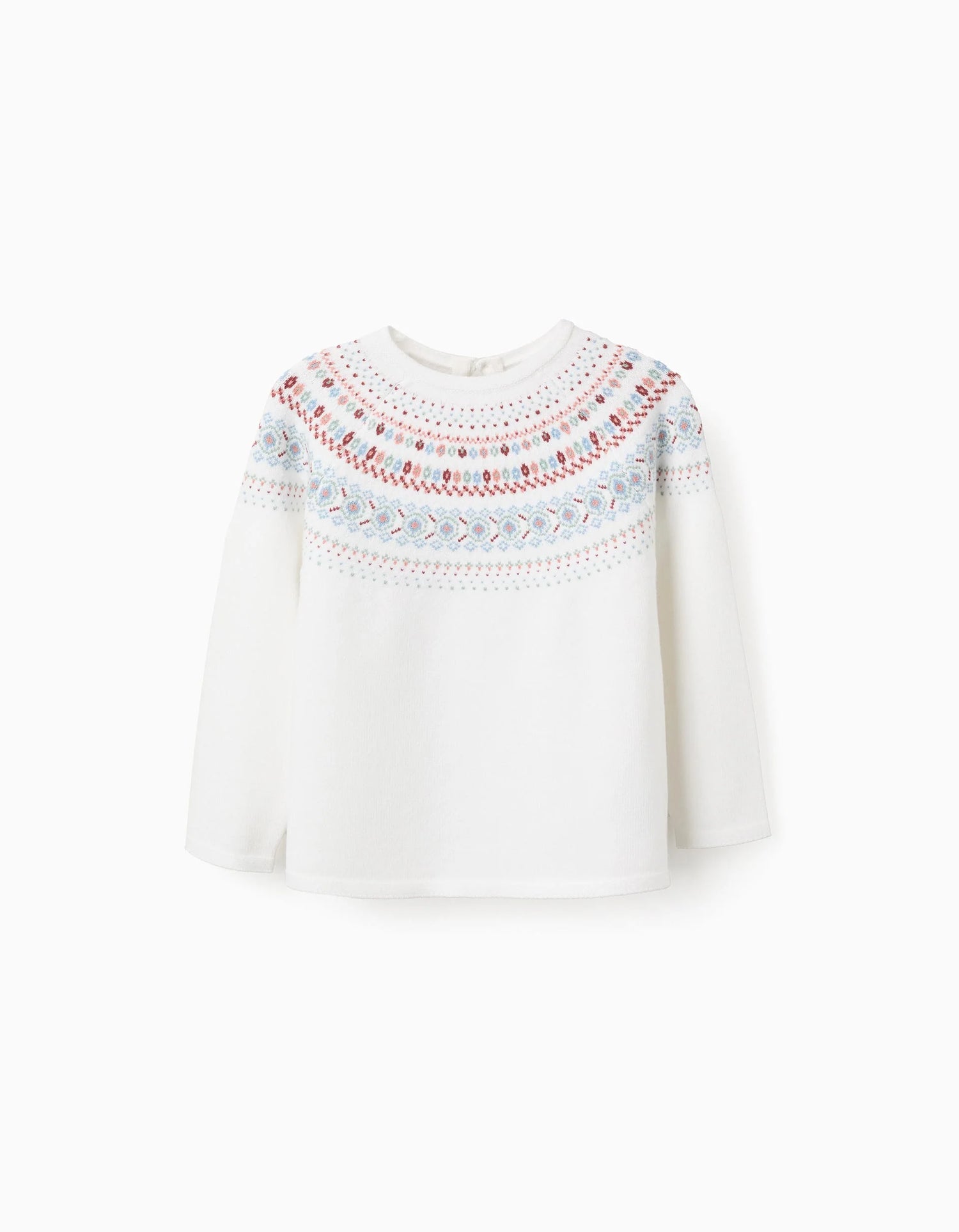 Jersey de Punto con Jacquard para Niña, Blanco