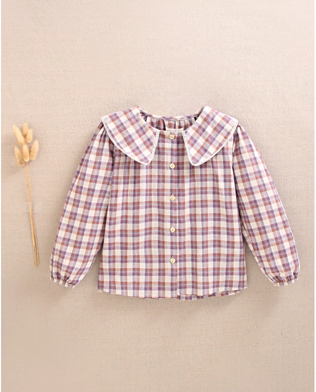 Blusa niña cuadros colección Paris
