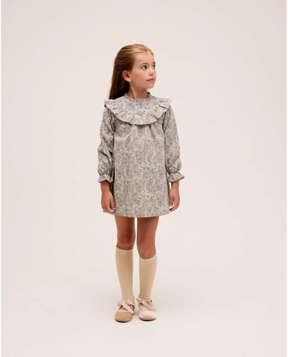 Vestido verde con flores colección Hojitas