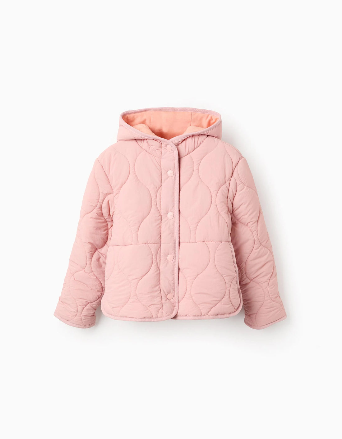 Parka acolchada con capucha rosa