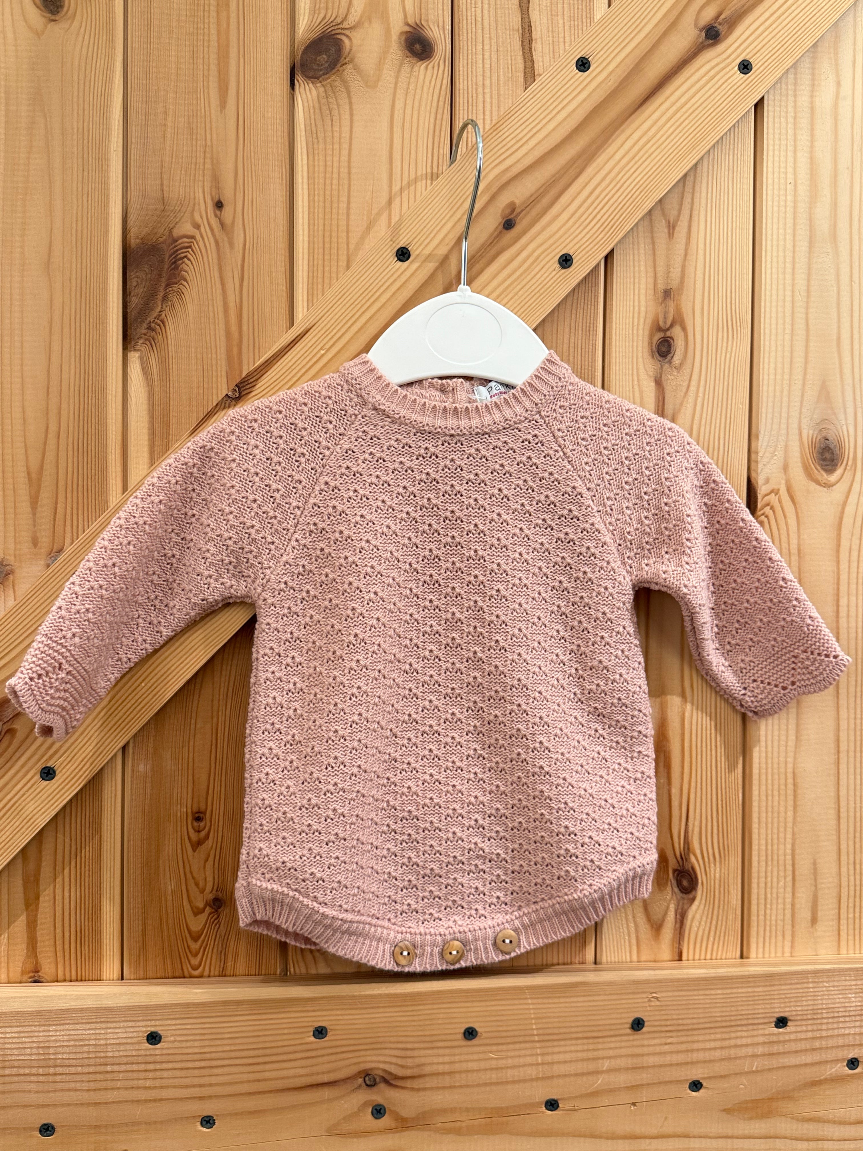 Pelele de punto en color rosa