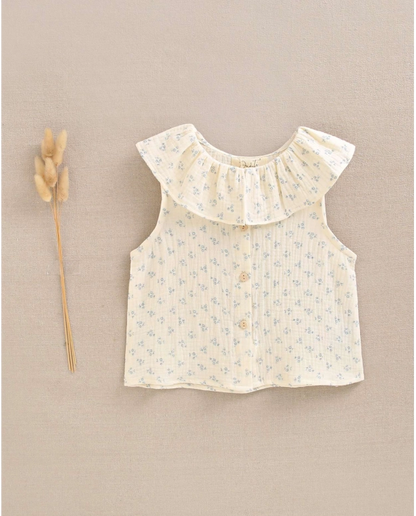 Blusa de niña flores cuello volante