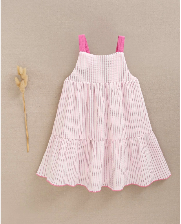 VESTIDO DE NIÑA DE RAYAS DE TIRANTES Y LAZO EN LA ESPALDA