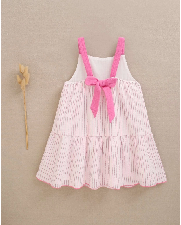 VESTIDO DE NIÑA DE RAYAS DE TIRANTES Y LAZO EN LA ESPALDA