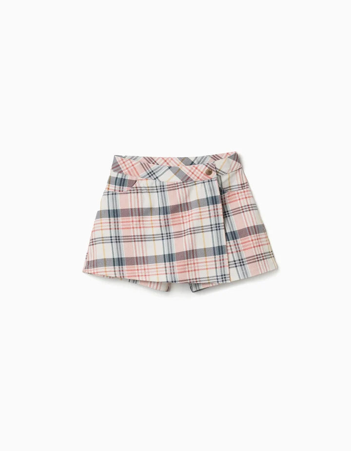 Falda pantalón de sarga con estampado a cuadros