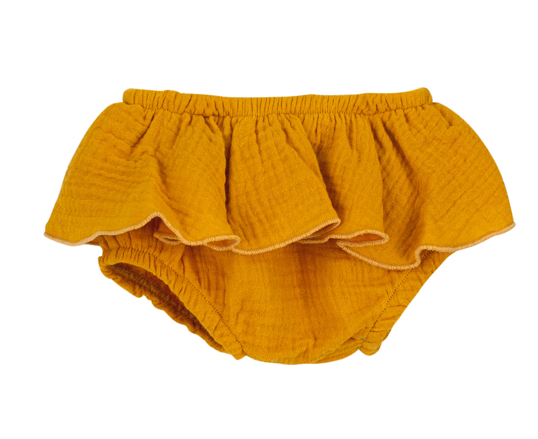Ranita de bambula con volante color mostaza