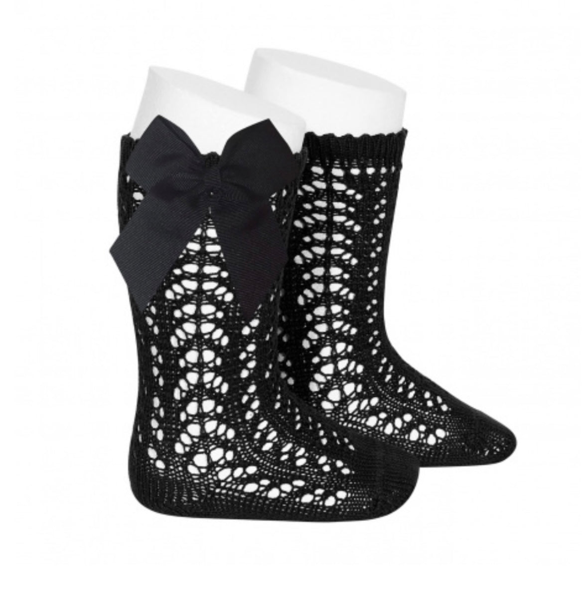 CALCETINES perlé ALTOS CALADOS CON LAZO NEGRO